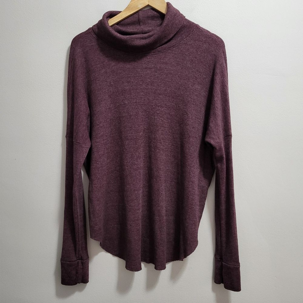Michael Stars Los Angeles Waffle Knit Cowlneck Turtleneck Thermal Size Large